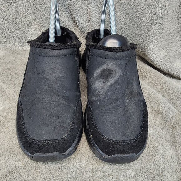 Skechers Shoes Womens 7.5 Black Leather & Textile Arch Fit Slip On Sneaker Clog - Picture 3 of 10